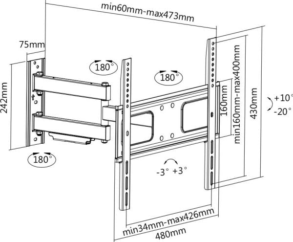Nokia veggfeste DRZAKTURNL3 32"–55"