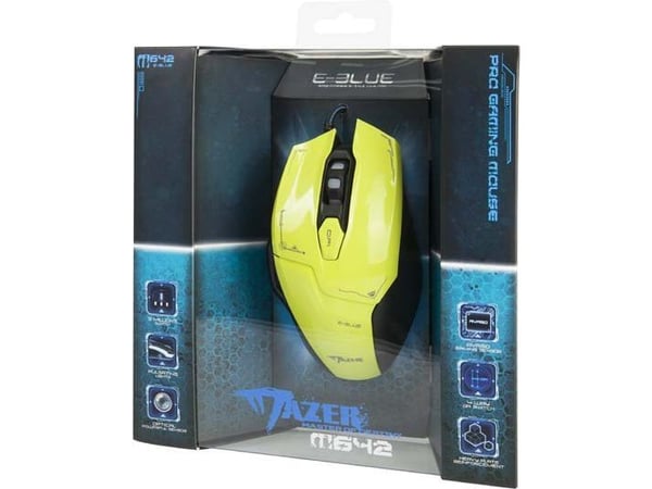 E-blue Mazer M642, Oikeakätinen, Optinen, USB A-tyyppi, 2500 DPI, Vihreä