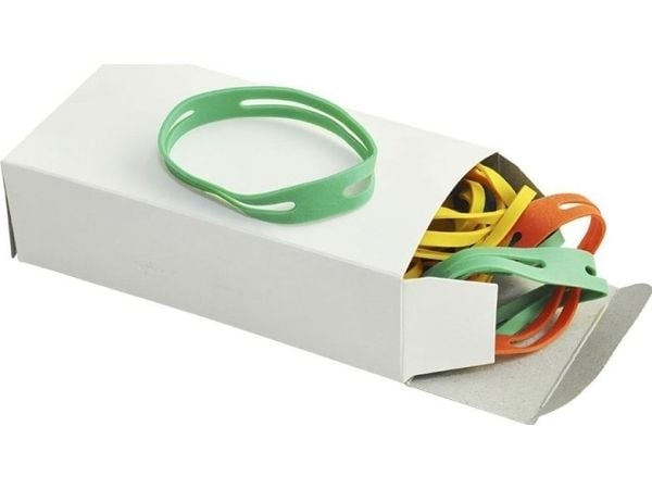 Q-Connect kryssgummibånd KF14678, 0,1 kg, 50 mm, blandade farger