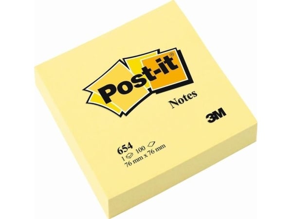 Post-it POST-IT SELVklebende BLOKK, GUL, 100 ARK, 76X76 MM XX-0048-05550