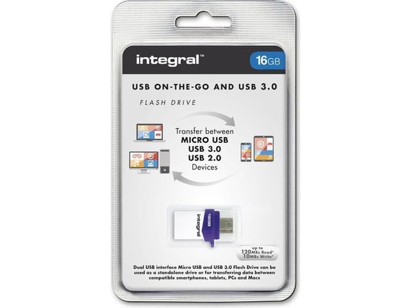 Integral Micro Fusion - USB flash-enhet - 16 GB - USB 3.0 / micro USB