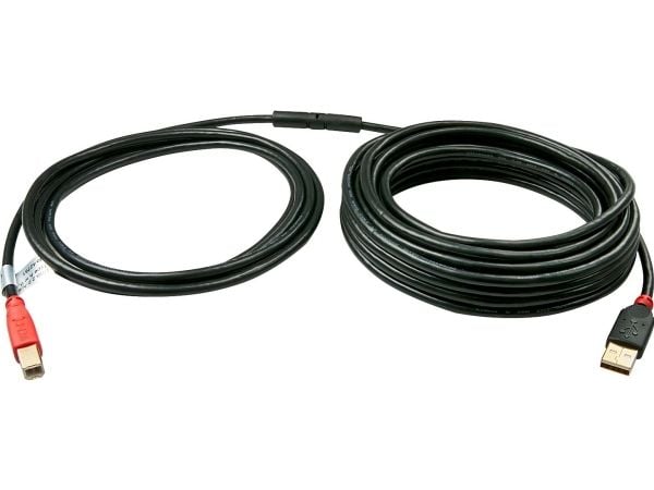 Lindy 42762, 15 m, USB A, USB B, USB 2.0, Hankjønn/hankjønn, Svart, Rød