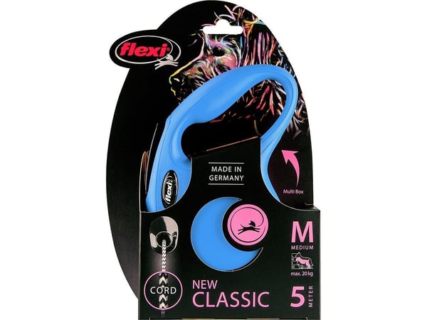 flexi New Classic snor M, 5M, 20KG, blå