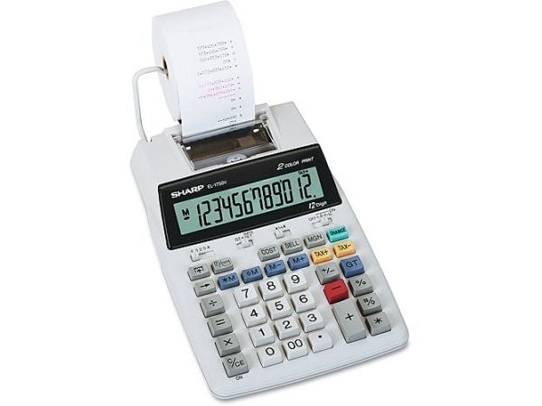 Sharp EL-1750V - Tulostuslaite - LCD - 12 cifre - akku, verkkolaite, verkkovirtalaite