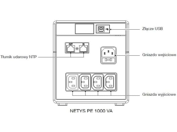 Socomec Netys PE 1000 - UPS - AC 230 V - 600 watt - 1000 VA - USB - utgangskontakter: 4