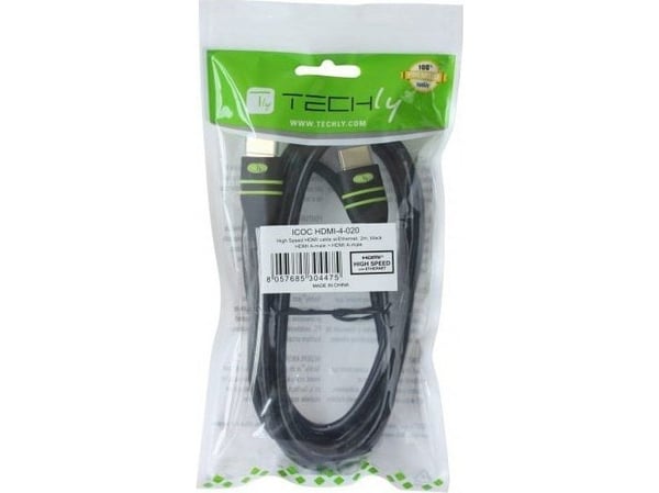 TECHly High Speed HDMI-kaapeli Ethernet-kanavalla - HDMI-kaapeli Ethernetillä - HDMI uros HDMI uros - HDMI uros - 3 m - kaksinkertainen suojattu