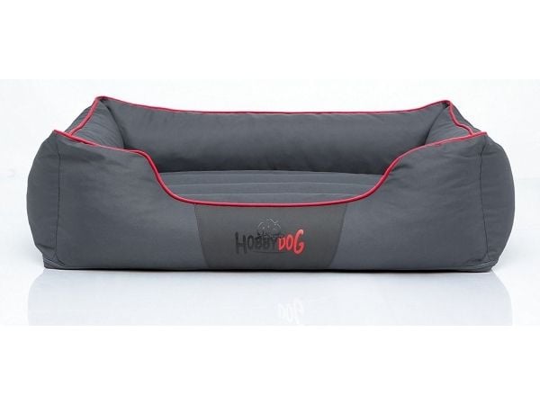 Hobbydog Comfort hundeseng grå med rød kant XXXL