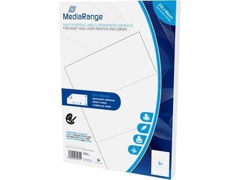 MediaRange MRINK142, Hvit, Permanent, 210 x 99, A4, Matte, Laser/Blekkskriver