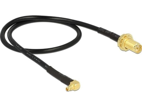 Delock - Antennekabel - MMCX stik til RP-SMA stik - 32 cm - sort - 90° stikforbindelse
