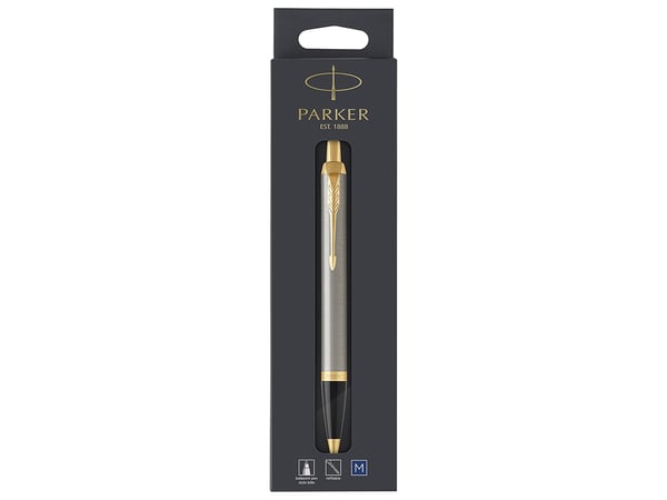 Parker IM Brushed Metal, Uttrykkbar kulepenn med hengefeste, Blå, 1 stykker, Medium