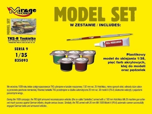 Mirage Tankietka Tks-B med Nkm 20mm wz38 sett (586915)