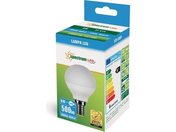 Spectrum LED-pære kule E-14 230V 6W CW (WOJ13023)