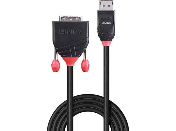 Lindy 41493, 5 m, DVI-D, DisplayPort, 2,7 Gbit/s, Sort, Hankjønn/hankjønn