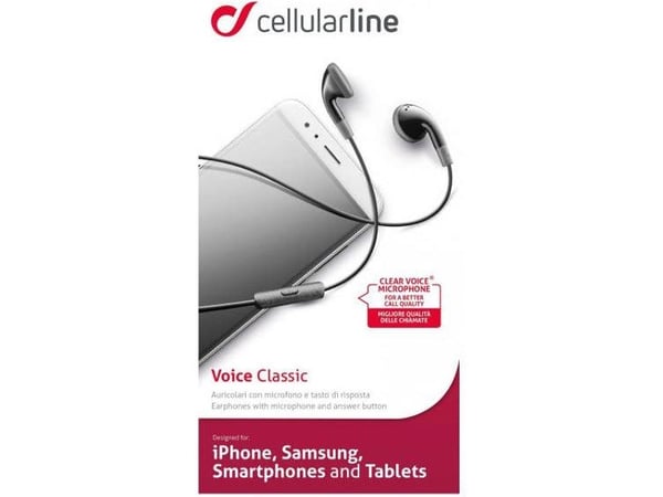 Cellularline 8018080275593, Koblet med ledninger (ikke trådløs), Samtaler/musikk, 34 g, Hodesett, Svart