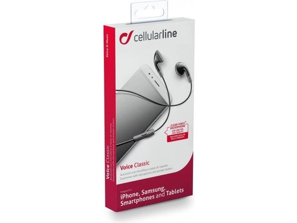 Cellularline 8018080275593, Koblet med ledninger (ikke trådløs), Samtaler/musikk, 34 g, Hodesett, Svart