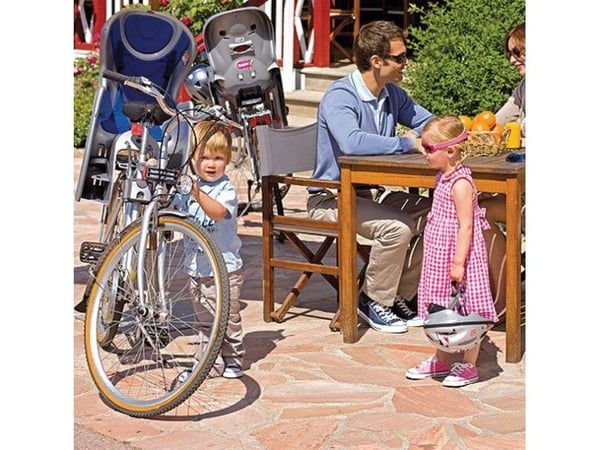 OK Baby barnesykkelsete 10+ NEW justerbar helning 27,5” - 29” (114) ZN+H70 + feste, sølv (OKB-10-722-SR-NEW)