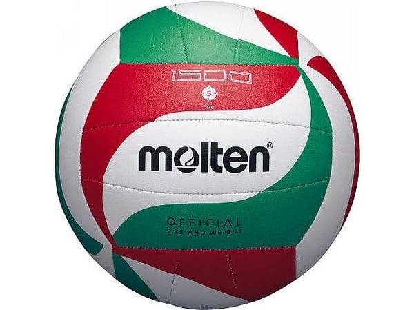 Molten V5M1500, Vit, Läder, Syntetisk, 18-panel ball, Inomhus & utomhus, Red, Green, Black, Mönstrad