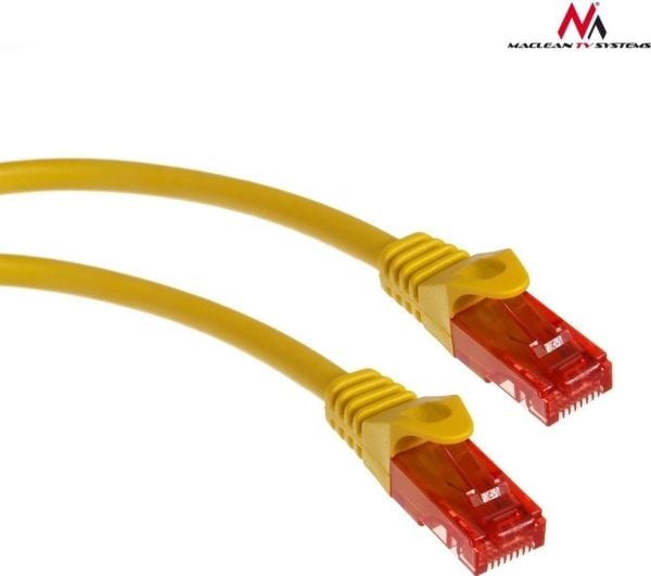 Maclean MCTV-300 Y - Koblingskabel - RJ-45 (hann) til RJ-45 (hann) - UTP - CAT 6 - innendørs, formstøpt, utendørs, uten hindringer - gul