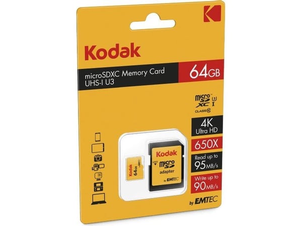 Emtec microSDXC 64GB, 64 GB, MicroSDXC, Klasse 10, 95 MB/s, 90 MB/s, Sort, Rød, Gult