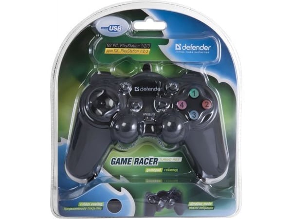 Defender Game Racer Turbo RS3, Gamepad, PC, Playstation, Playstation 2, Playstation 3, Turboknapp, Koblet med ledninger (ikke trådløs), Sort, 2 m