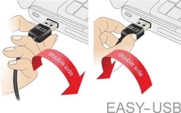 Delock Easy - USB-kabel - USB (hann) venstre/høyre-vinklet, reversibel til USB-type B (hann) - USB 2.0 - 50 cm - svart