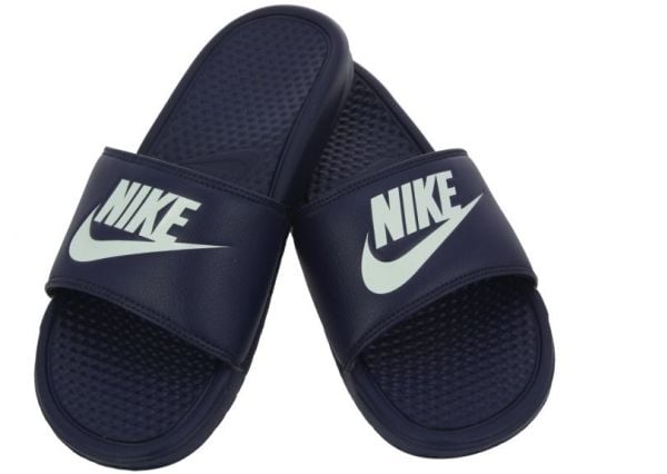 Nike BENASSI Just Do It tøfler i blå/hvit Phylon-skum (47.5)