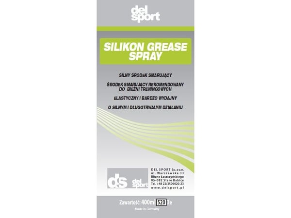 DelSport profesjonell smørefett til tredemølle Silkon Grease Spray 400 ml