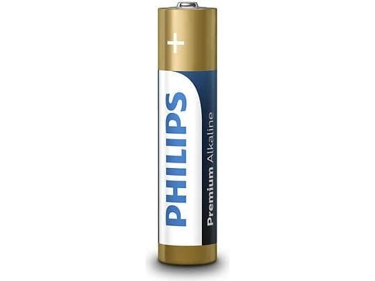 Philips Premium Alkaline Batteri LR03M4B/10, Engangsbatteri, AAA, Alkalinsk, 1,5 V, 4 stykker, Cd (kadmium), Hg (kvikksølv), Pb (bly)