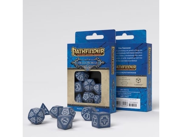 Q-Workshop terningsett - Pathfinder: Hell's Rebels - Blå og hvit