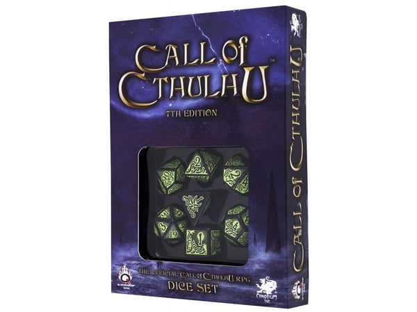 Q-Workshop komplett terningsett „Zew Cthulhu“ 7th Edition - svart/grønn (97472)