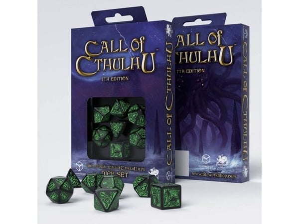 Q-Workshop komplett terningsett „Zew Cthulhu“ 7th Edition - svart/grønn (97472)