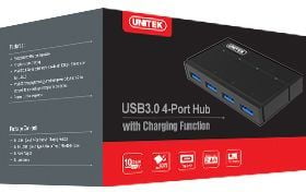 Unitek Y-HB03001 - Hub - 4 x SuperSpeed USB 3.0 - stasjonær