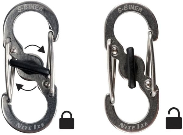 Nite Ize SlideLock ruostumaton teräs + 5x mikrokarabiini (KCK-11-R3)