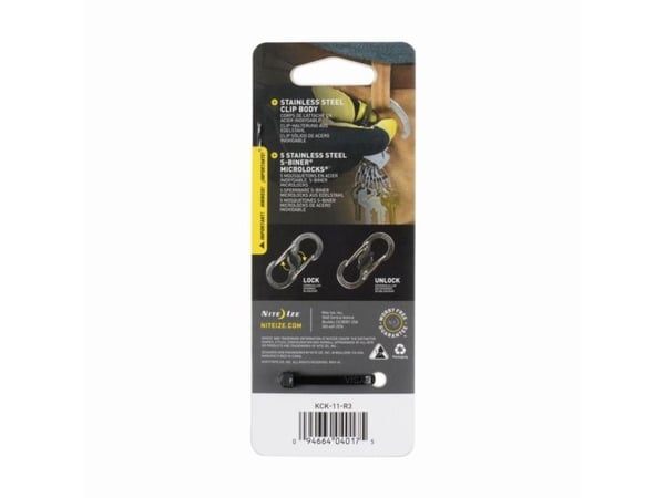 Nite Ize SlideLock i rostfritt stål + 5x micro karbinhakar (KCK-11-R3)