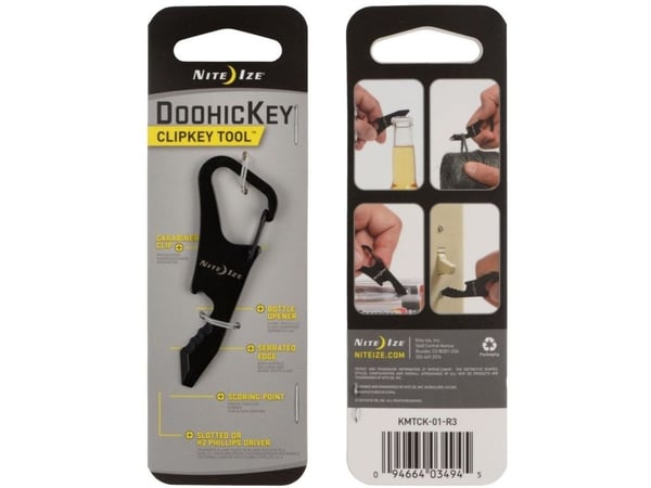 Nite Ize DoohicKey ClipKey, Nøkkelkarabin, Sort, Rustfritt stål, 25 mm, 68 mm, 12 g