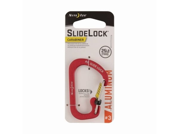 Nite Ize SlideLock karabinkrok #3 aluminium rød CSLA3-10-R6