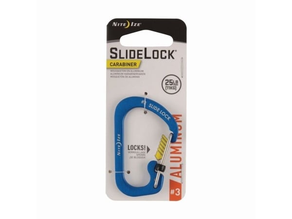 Nite Ize SlideLock karabinkrok #3 i aluminium blå (CSLA3-03-R6)