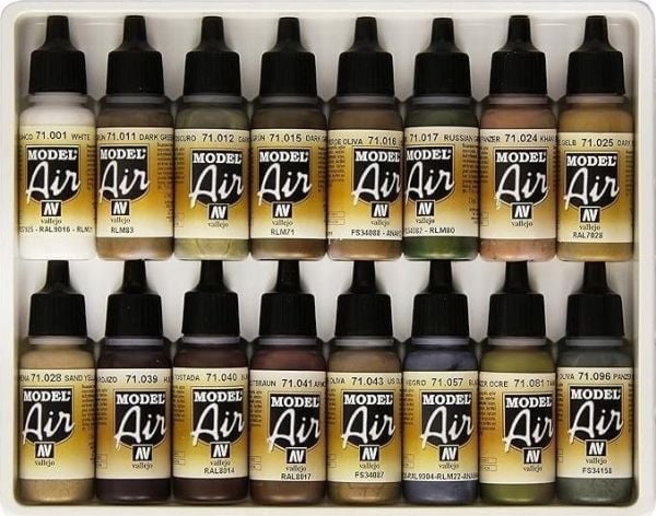 Vallejo 71.190, 17 ml, Svart, Brun, Grön, Grå, Oliv, Röd, Umbra, Vit, Gul, Matt, Flaska