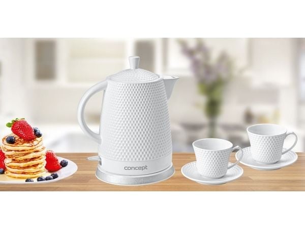 Concept RK0040, 1,5 l, 1500 W, Vit, Keramiska, Plast, Överhettningsskydd, Sladdlös