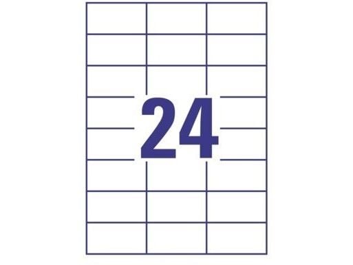 Avery 6172, Hvit, Rektangel, Permanent, 64.6 x 33.8 mm, A4, Papir