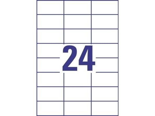 Avery 6173, Hvit, Rektangel, Permanent, 70 x 37 mm, A4, Papir