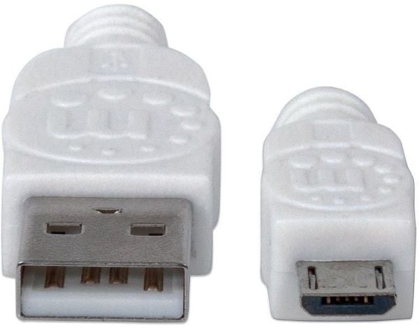 Manhattan USB-A - microUSB-kaapeli 0,6 m valkoinen (326568)