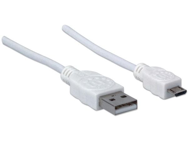 Manhattan USB-A - microUSB-kaapeli 0,6 m valkoinen (326568)