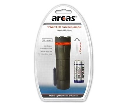 Arcas - Lommelykt - LED - 1 W - svart