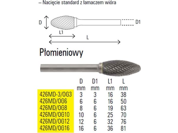 Beta Tools roterende fil flammeformet 8 mm (426MD-OG8)