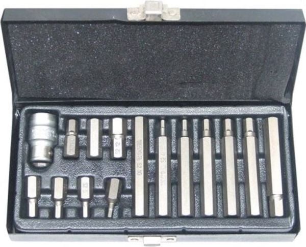 Yato YT-0413, 15 stykker, Hex (metrisk), 2,4,5,6,7,8,10,12 mm, Kromvanadiumstål, 25,4 / 2 mm (1 / 2"), Sekskantet