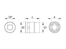 Yato 1/2" 10 mm sekskantkontakt (YT-1000)