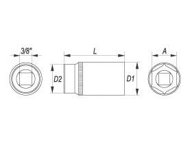 Yato 6-punkts sokkel 3/8" 10 mm lang (YT-3824)