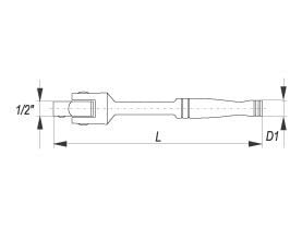 Yato YT-1241, Enkel enhet, Fleksibelt håndtak, Kromvanadiumstål, 1/2", Kromfarget, 366 mm