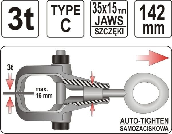 Yato YT-2543, Kull stål, Konstruksjon, 1,6 cm, 1 stykker